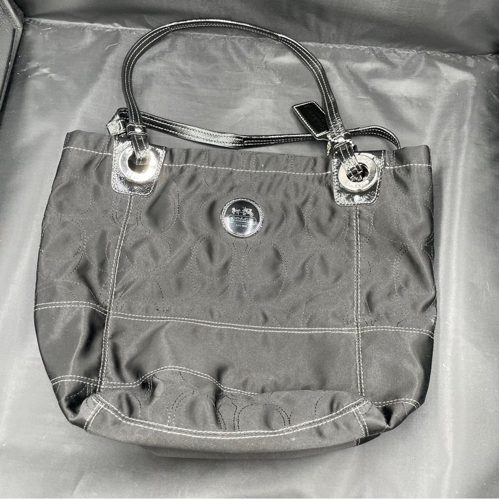 Coach Signature Black Monogram Tote Bag